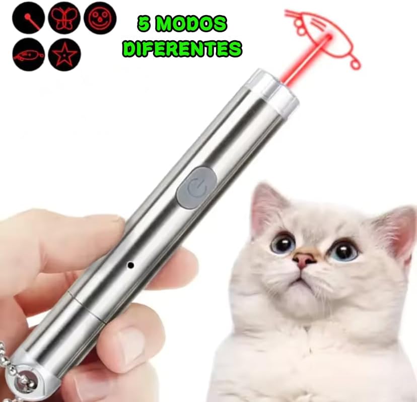 Lanterna LED Cat Recarregável - Brinquedo de Luz LED Interativo com Formas Diversas - Exercício e Diversão para Animais de Estimação.
