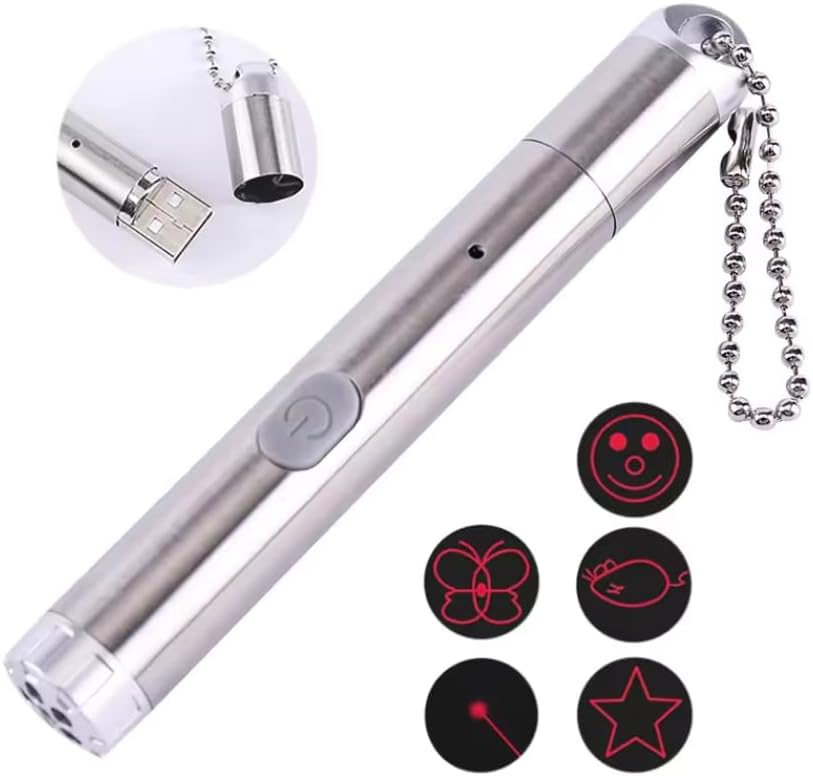Lanterna LED Cat Recarregável - Brinquedo de Luz LED Interativo com Formas Diversas - Exercício e Diversão para Animais de Estimação.