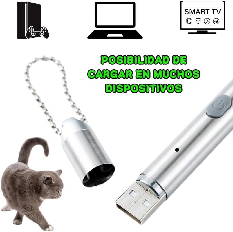 Lanterna LED Cat Recarregável - Brinquedo de Luz LED Interativo com Formas Diversas - Exercício e Diversão para Animais de Estimação.