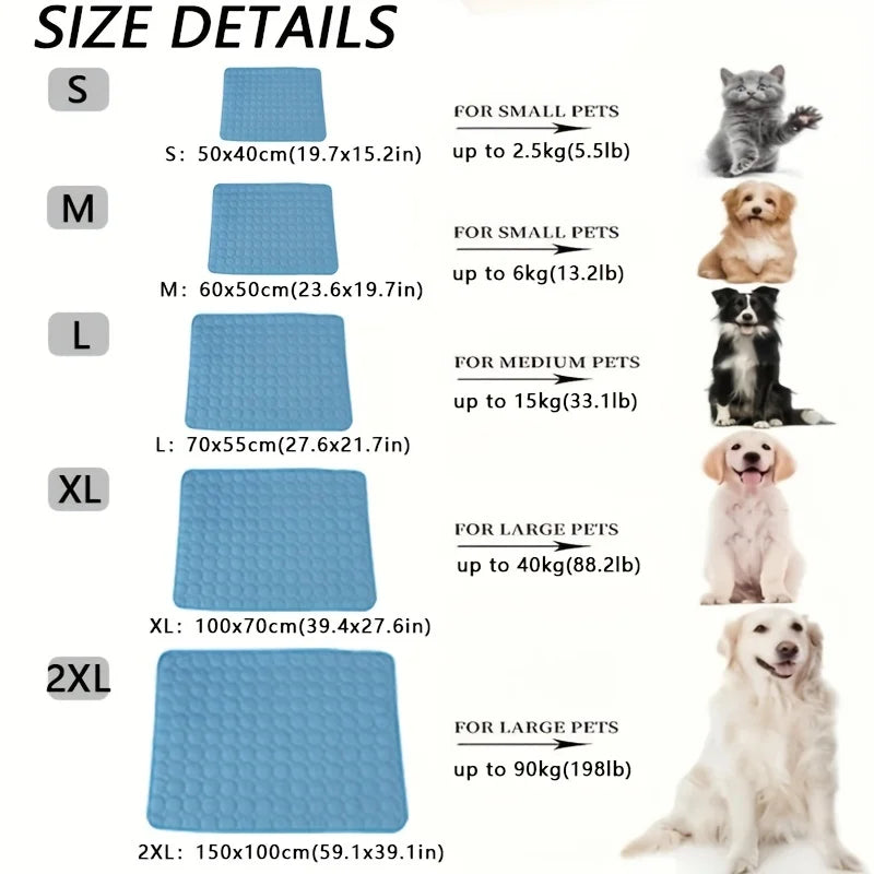 Tapete Gelado de Resfriamento para Cães, Cama Fria de Verão para Pets, Extra Grande para Cães Pequenos e Grandes, Acessórios para Pets, Manta Durável para Gatos, Sofá e Almofada Térmica Estilo Gelo