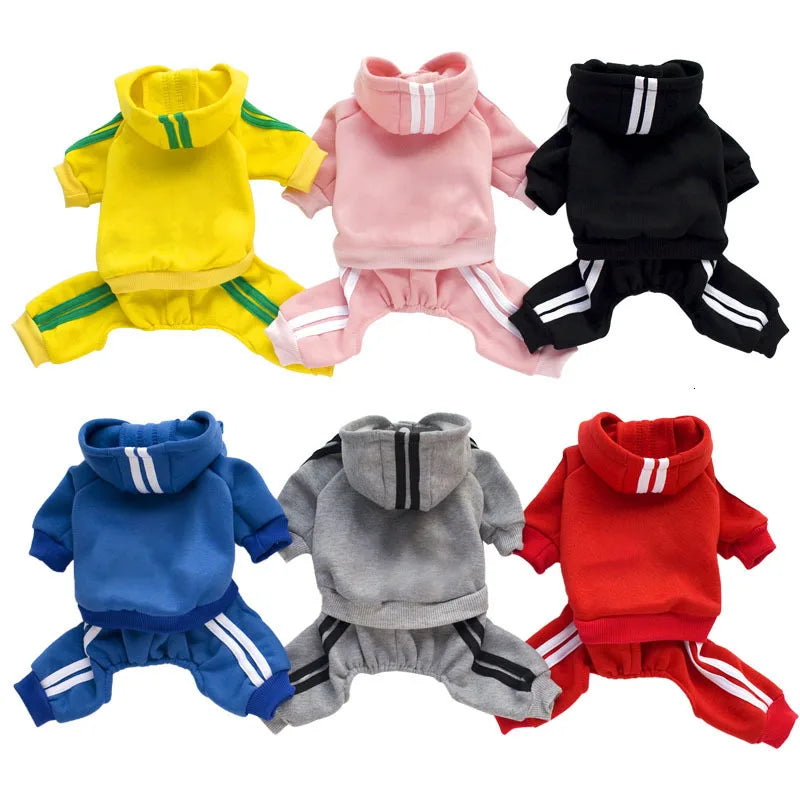 Adidog roupas para cães macacão grosso para cães, roupas de inverno para cães de estimação para cães pequenos macacão de cachorro traje de treino para yorkie