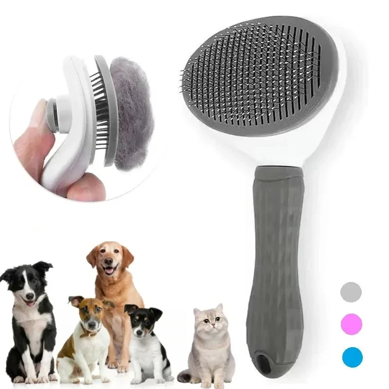 Escova para Cães e Gatos, Pente Limpador Automático de Pelos para Cães e Gatos, Ferramentas de Tosa, Pente Tira-Nós e Acessórios para Pets