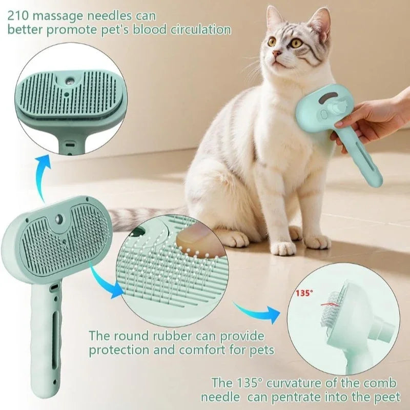 Pet spray pente de cabelo profissional alisador de cabelo elétrico escova para gato pet massagem pente escova de vapor para cuidados com o cabelo