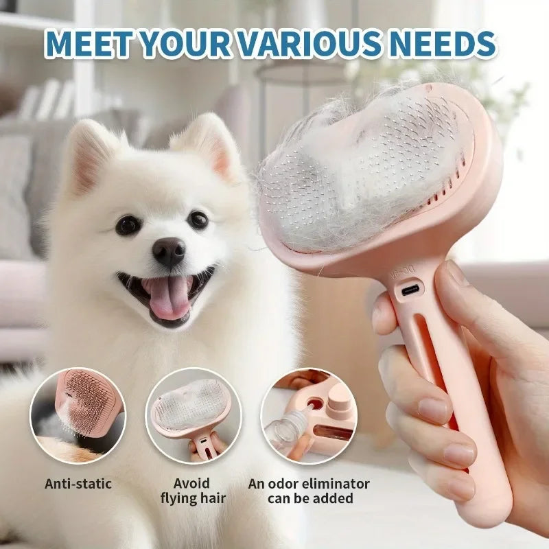 Pet spray pente de cabelo profissional alisador de cabelo elétrico escova para gato pet massagem pente escova de vapor para cuidados com o cabelo