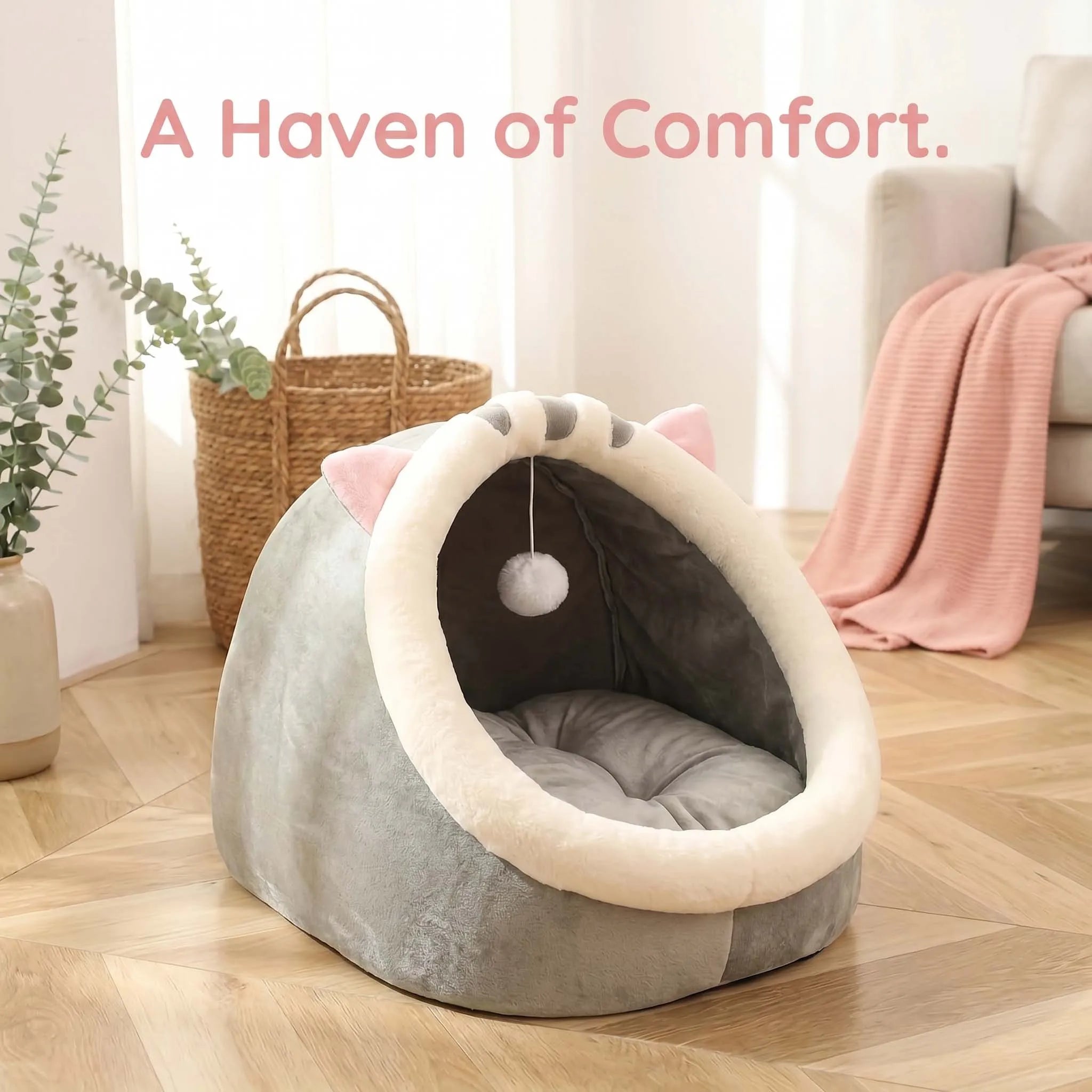 Cama para Gatos Fofa e Macia, Super Confortável para Sono Profundo, Tenda para Animais de Estimação, Ninho Aconchegante, Tapete para Cães Pequenos