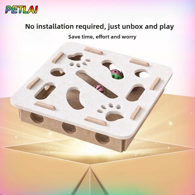 Cat Toy Bell Balls Dig Hole Funny Box Felt Maze Hole Interactive Cats Game Self-Exciting Tool Kitten Pet Cat Puzzle Teasing Cat