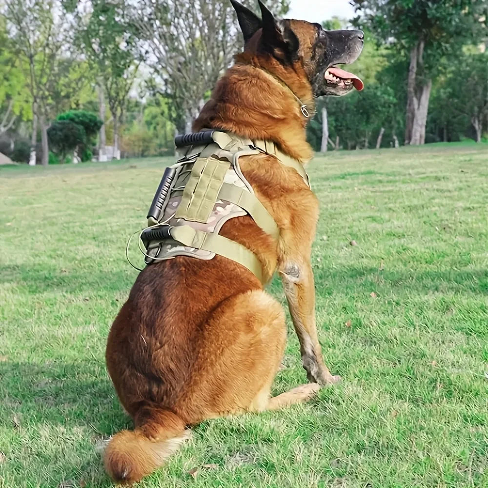 Arnês tático para cães sem tração, arnês para cães de estimação com 4 remendos para cães, colete reflexivo para animais de estimação com alça acolchoada macia e durável