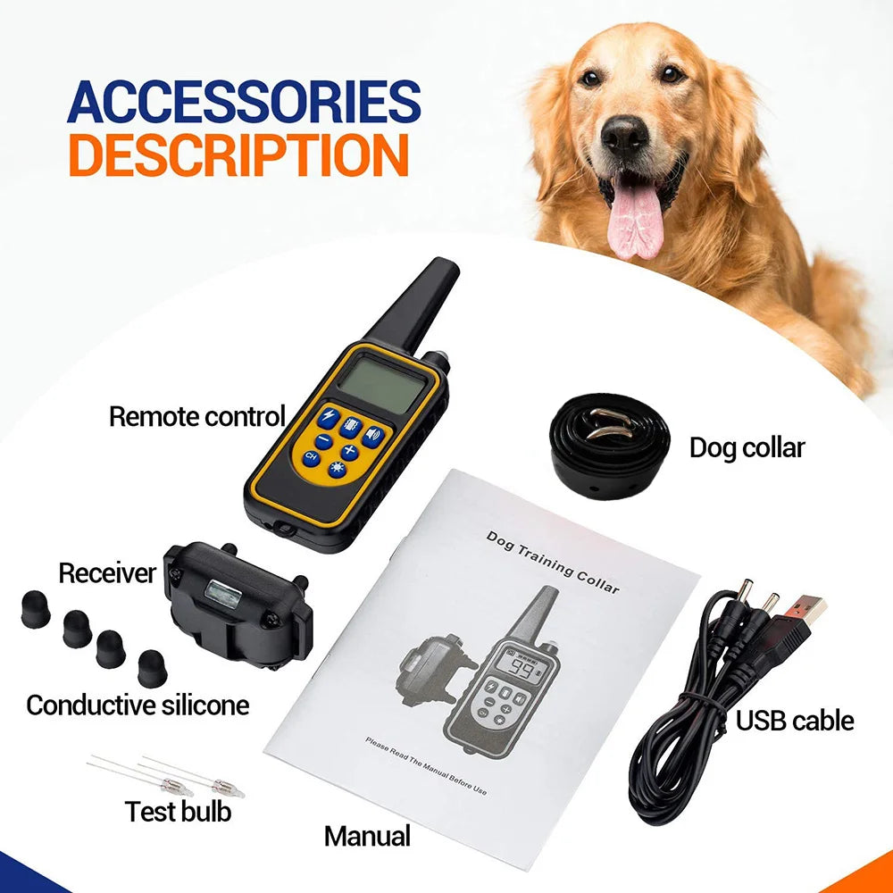 Recarregável, Anti-latido, Vibração de choque, Todos os cães, Pet, Coleira elétrica do treinamento do cão com Clicker