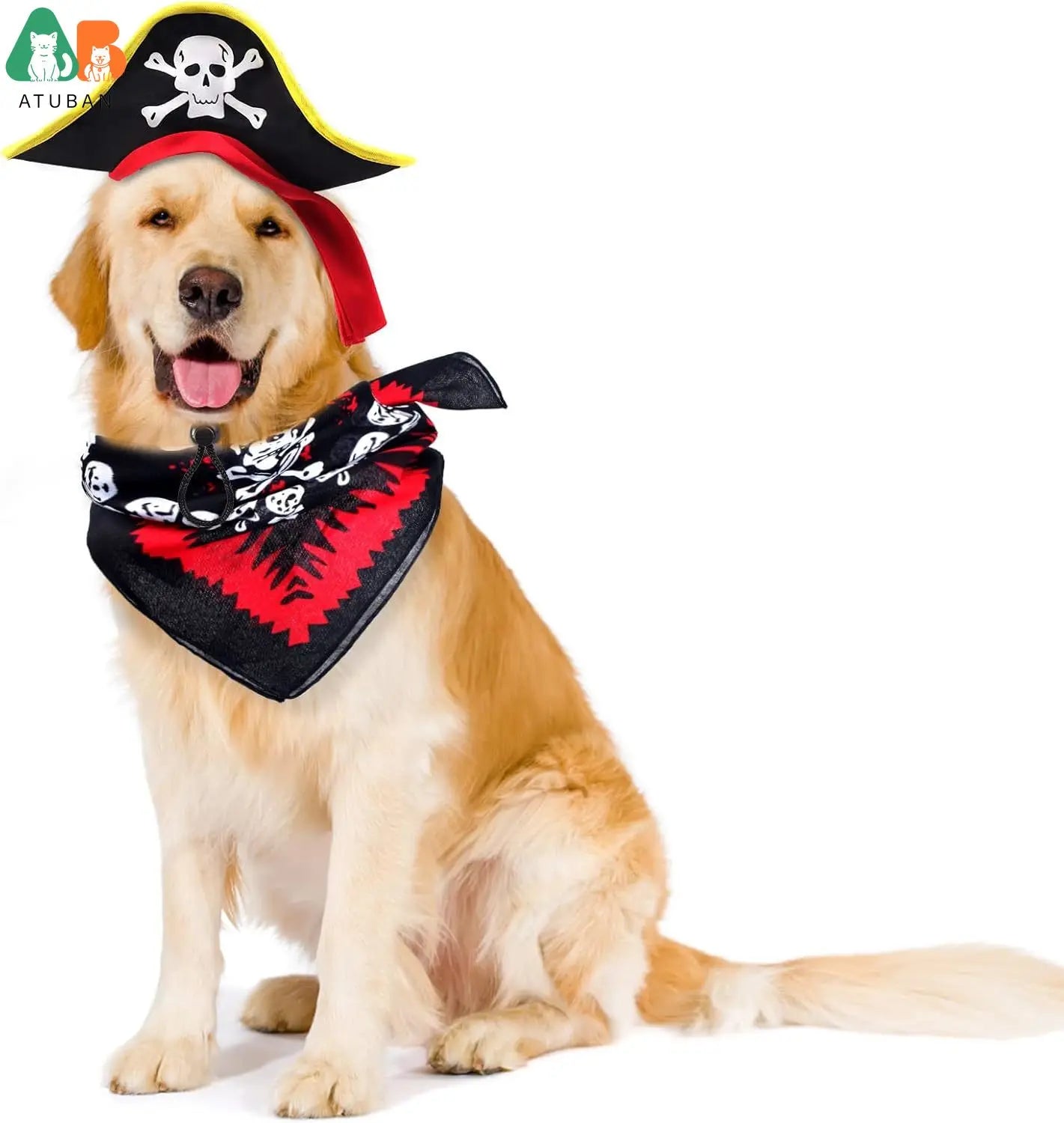 Atuban crânio impressão animal de estimação chapéu pirata com crânio pirata bandana cão gato capitão boné halloween pirata cosplay traje festa de halloween