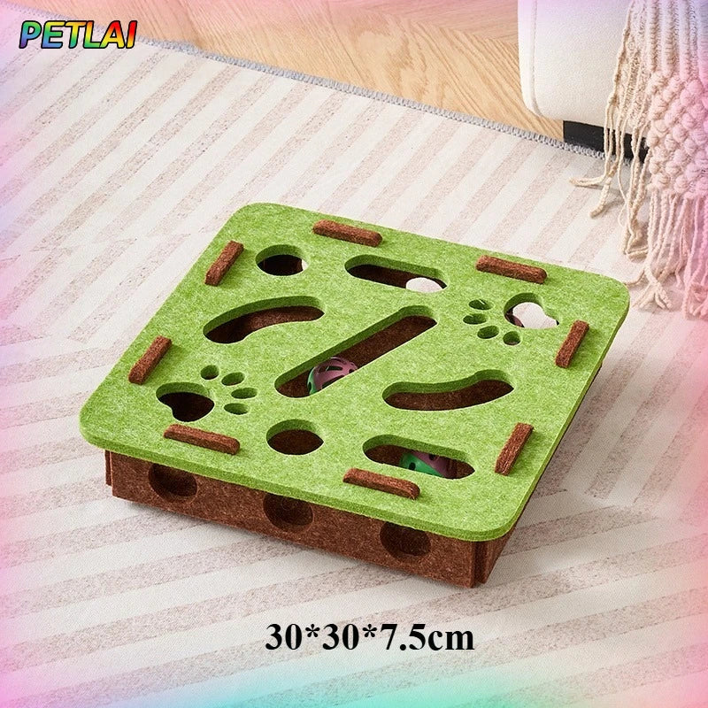 Cat Toy Bell Balls Dig Hole Funny Box Felt Maze Hole Interactive Cats Game Self-Exciting Tool Kitten Pet Cat Puzzle Teasing Cat