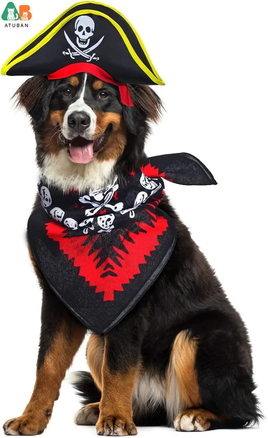Atuban crânio impressão animal de estimação chapéu pirata com crânio pirata bandana cão gato capitão boné halloween pirata cosplay traje festa de halloween