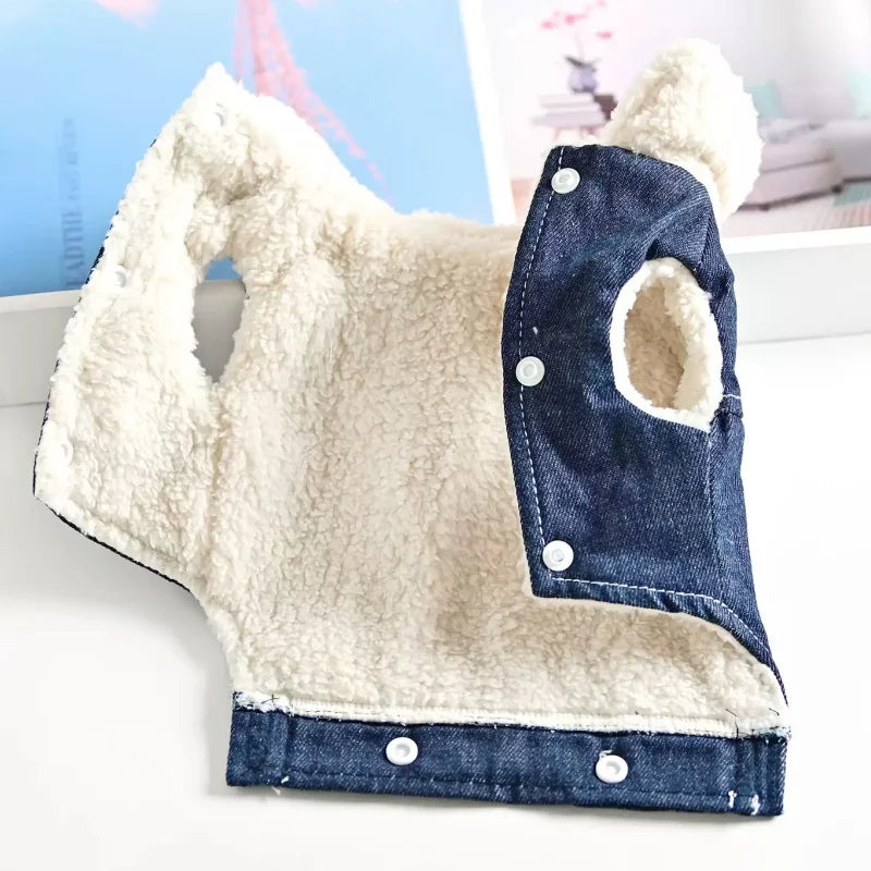 Moda denim cão para baixo jaqueta quente macio roupas para cães de estimação inverno filhote de cachorro casaco engrossado gato colete casaco yorkshire vestuário para animais de estimação