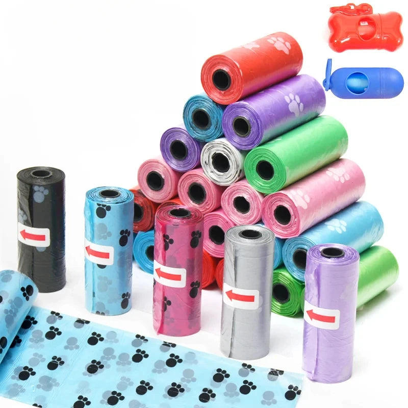 Saco de cocô de limpeza ao ar livre para animais de estimação, suprimentos para cães, Recarga o saco de lixo, limpo, 15 sacos/rolo, 120 rolos