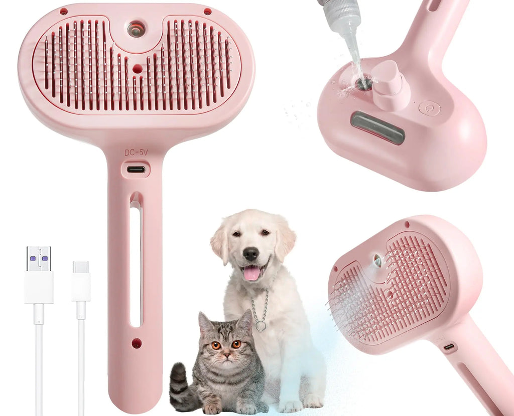 Pet spray pente de cabelo profissional alisador de cabelo elétrico escova para gato pet massagem pente escova de vapor para cuidados com o cabelo