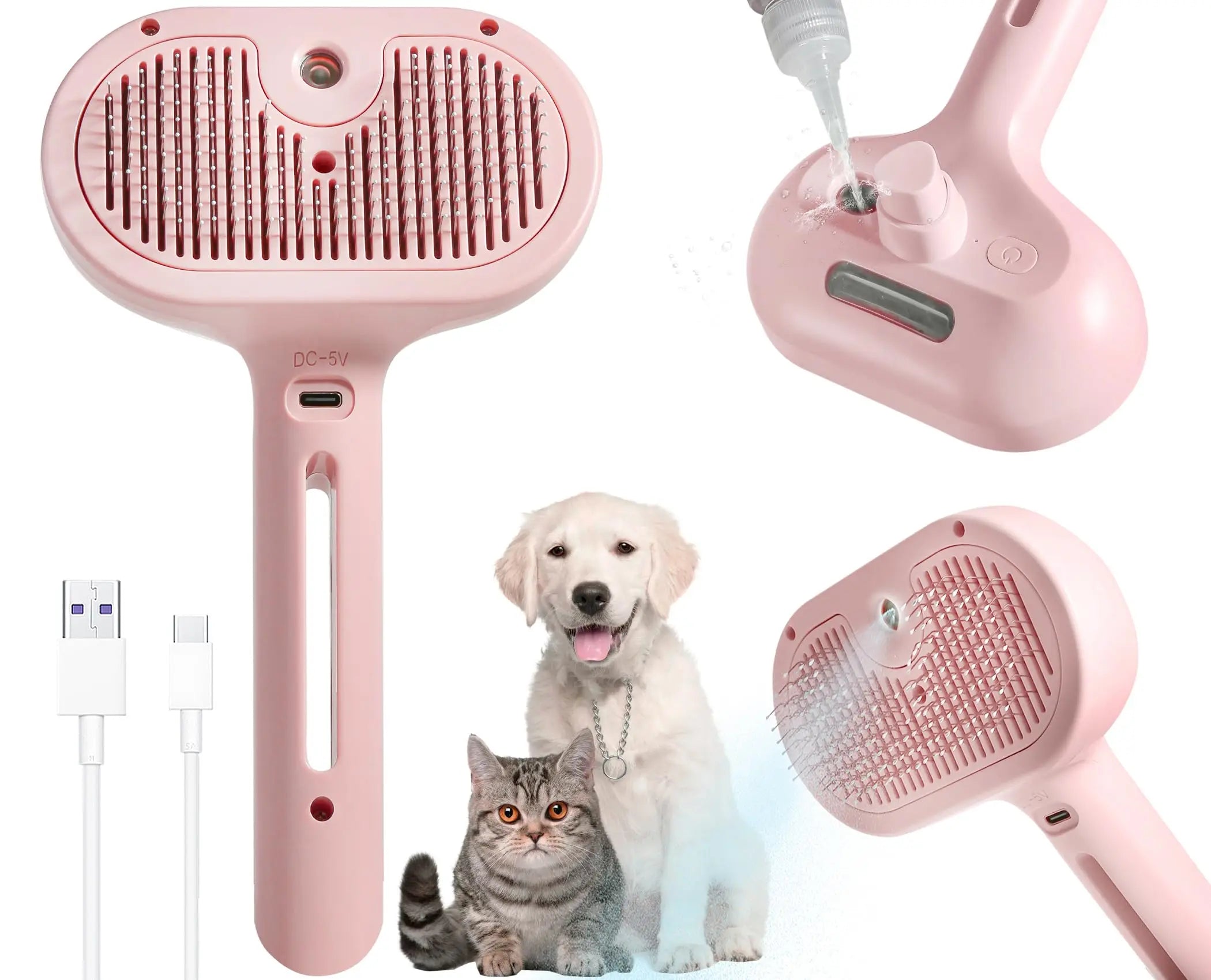 Pet spray pente de cabelo profissional alisador de cabelo elétrico escova para gato pet massagem pente escova de vapor para cuidados com o cabelo
