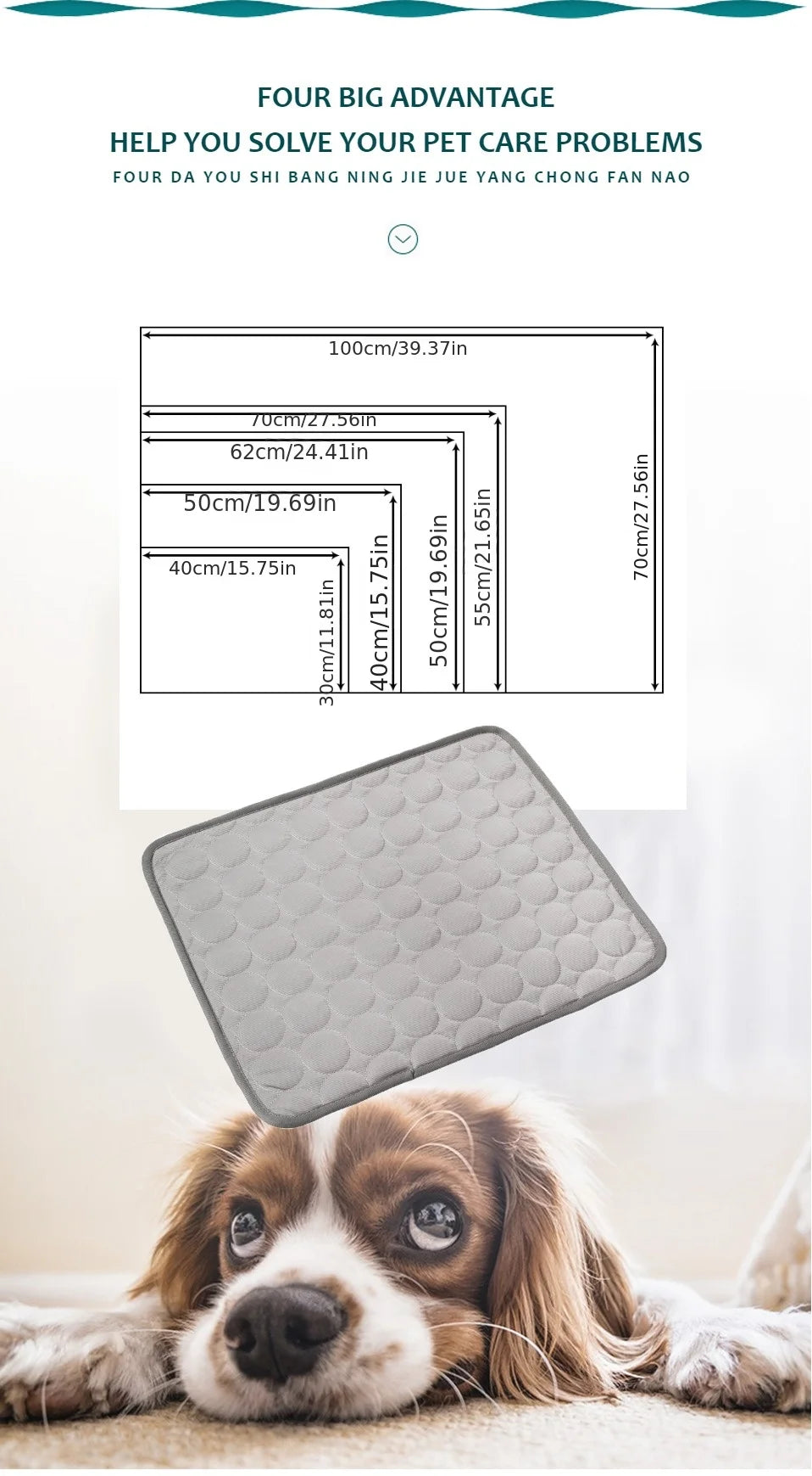 Tapete Gelado de Resfriamento para Cães, Cama Fria de Verão para Pets, Extra Grande para Cães Pequenos e Grandes, Acessórios para Pets, Manta Durável para Gatos, Sofá e Almofada Térmica Estilo Gelo