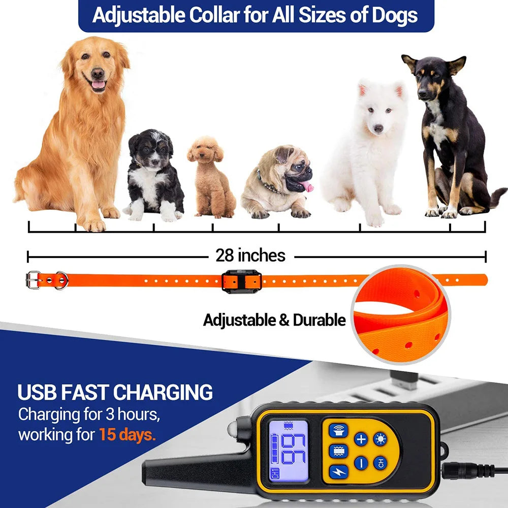 Recarregável, Anti-latido, Vibração de choque, Todos os cães, Pet, Coleira elétrica do treinamento do cão com Clicker