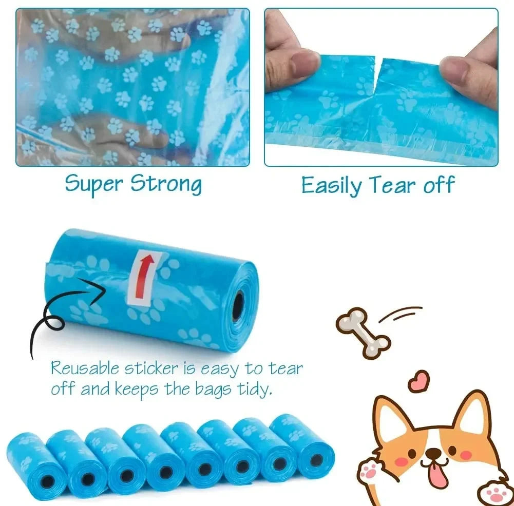 Saco de cocô de limpeza ao ar livre para animais de estimação, suprimentos para cães, Recarga o saco de lixo, limpo, 15 sacos/rolo, 120 rolos