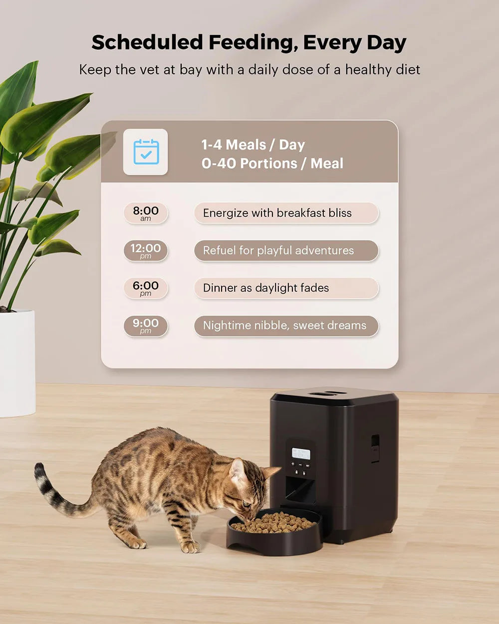 Alimentador inteligente para animais de estimação, alimentador automático para gatos, máquina de comida lenta para cães com temporizador quantitativo automático, dispensador de comida para gatos, tigela para cães e gat