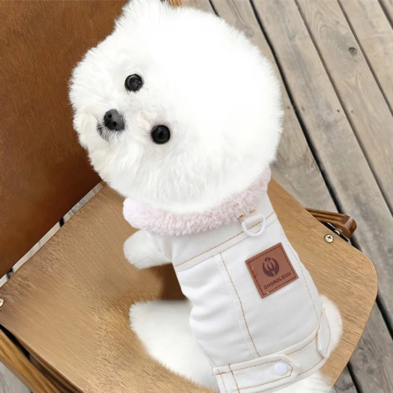 Moda denim cão para baixo jaqueta quente macio roupas para cães de estimação inverno filhote de cachorro casaco engrossado gato colete casaco yorkshire vestuário para animais de estimação