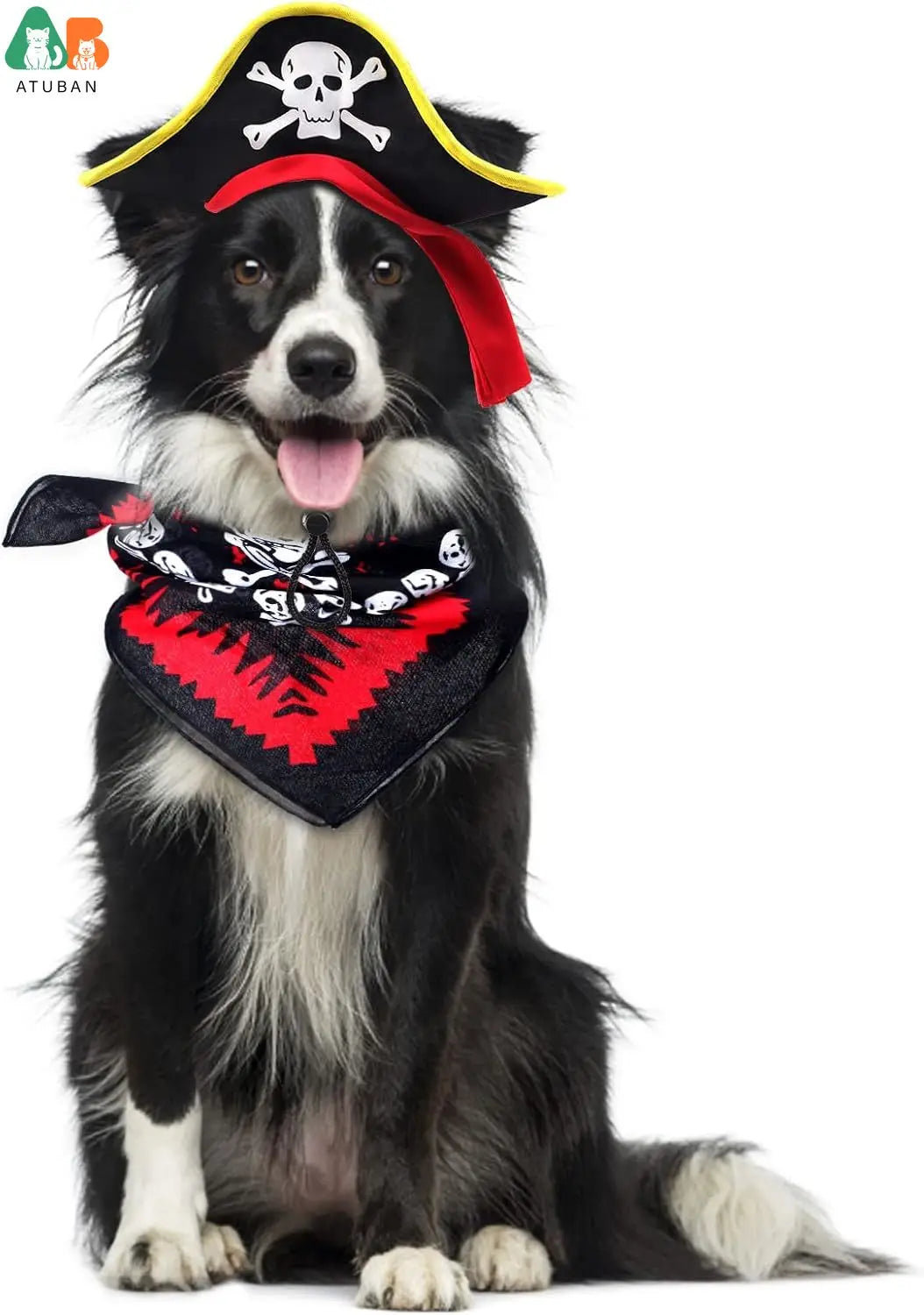 Atuban crânio impressão animal de estimação chapéu pirata com crânio pirata bandana cão gato capitão boné halloween pirata cosplay traje festa de halloween