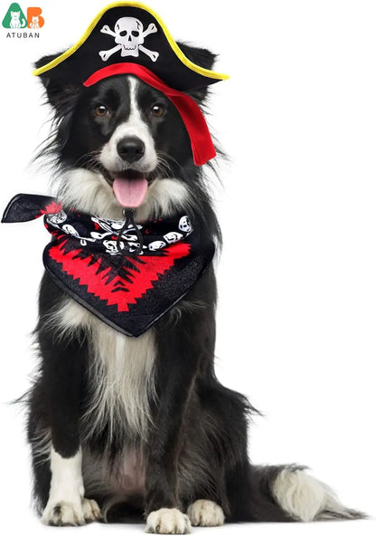 Fantasia de Pirata para Cães e Gatos – Chapéu e Bandana