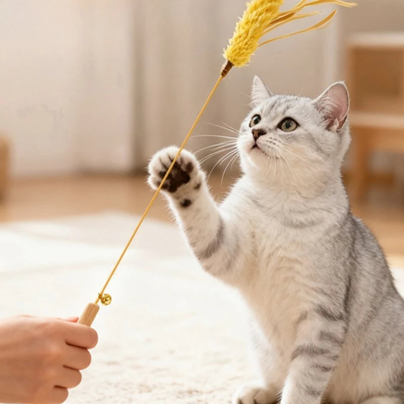 Brinquedo para Gato com Varinha de Estímulo Natural, Resistente a Mordidas, com Sino, Brinquedo para Gato Filhote, Acessórios para Limpeza dos Dentes do Gato