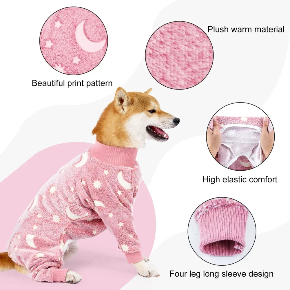 Pijama de flanela médio e grande para cães, roupas de inverno para animais de estimação, fantasia quente para cães