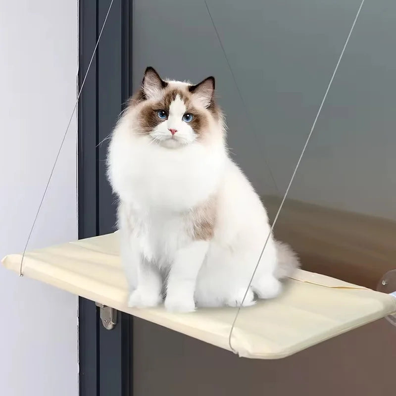 Rede de Janela para Gatos Ultra Macia – Poleiro Suspenso Seguro e Compacto para Cochilos Felinos