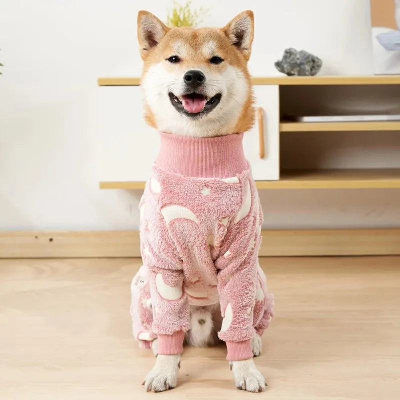 Pijama de flanela médio e grande para cães, roupas de inverno para animais de estimação, fantasia quente para cães