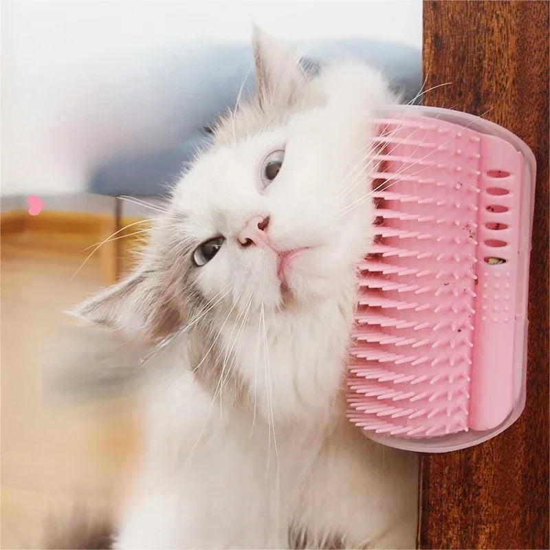 Pente de Canto para Gatos de Fixação na Parede, Escova Ergonômica Massageadora e Removedora de Pelos para Pets, Otimização de Espaço, Brinquedo de Coçar para Gatinhos de Interior e Fácil Instalação