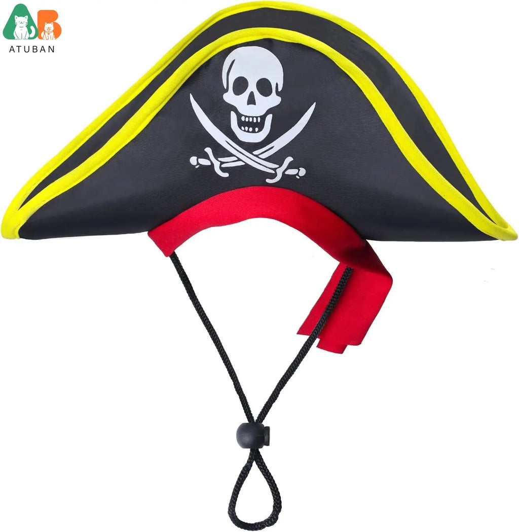 Atuban crânio impressão animal de estimação chapéu pirata com crânio pirata bandana cão gato capitão boné halloween pirata cosplay traje festa de halloween