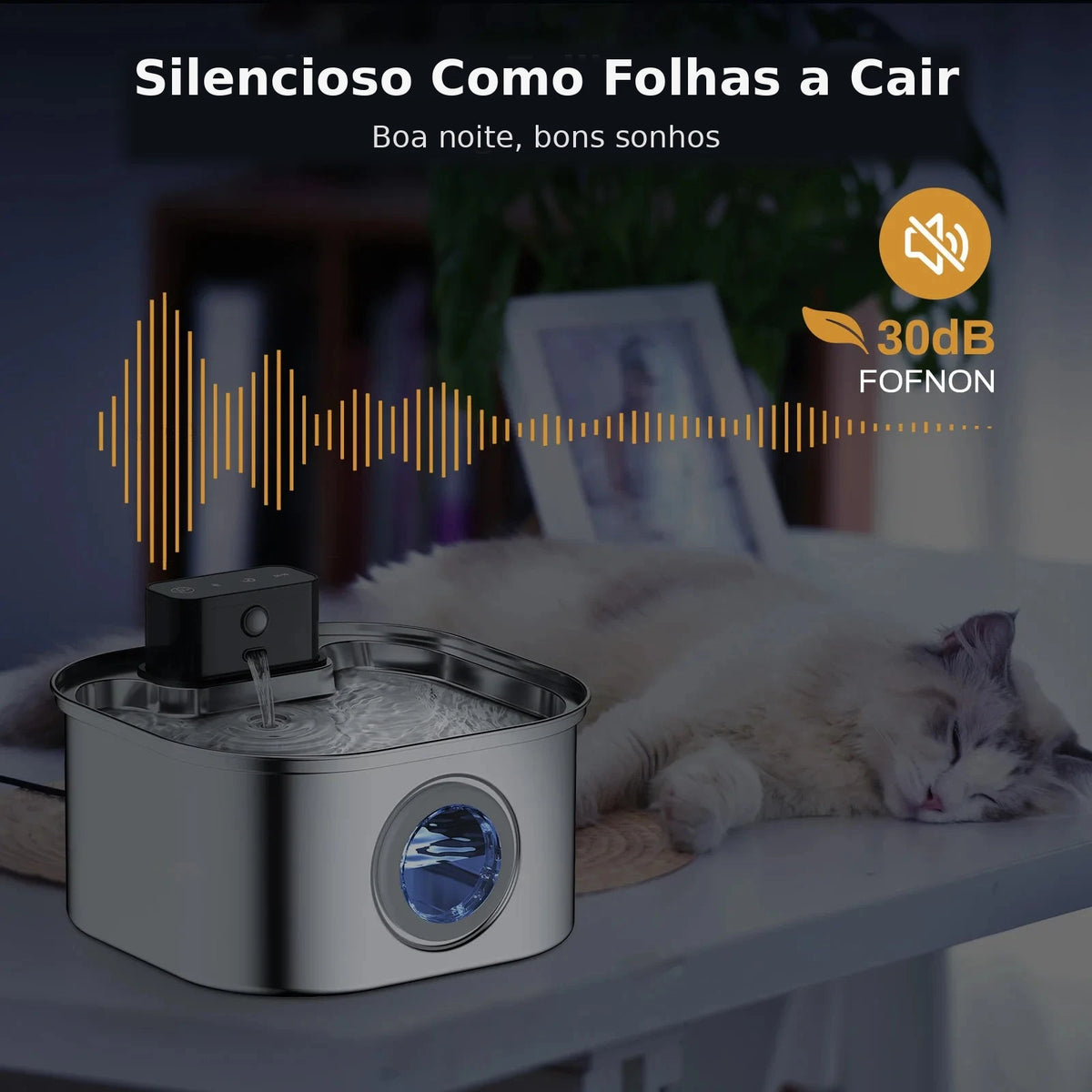 Fonte de Água Inteligente ZuriPet 3,2 L em Inox – para Cães e Gatos