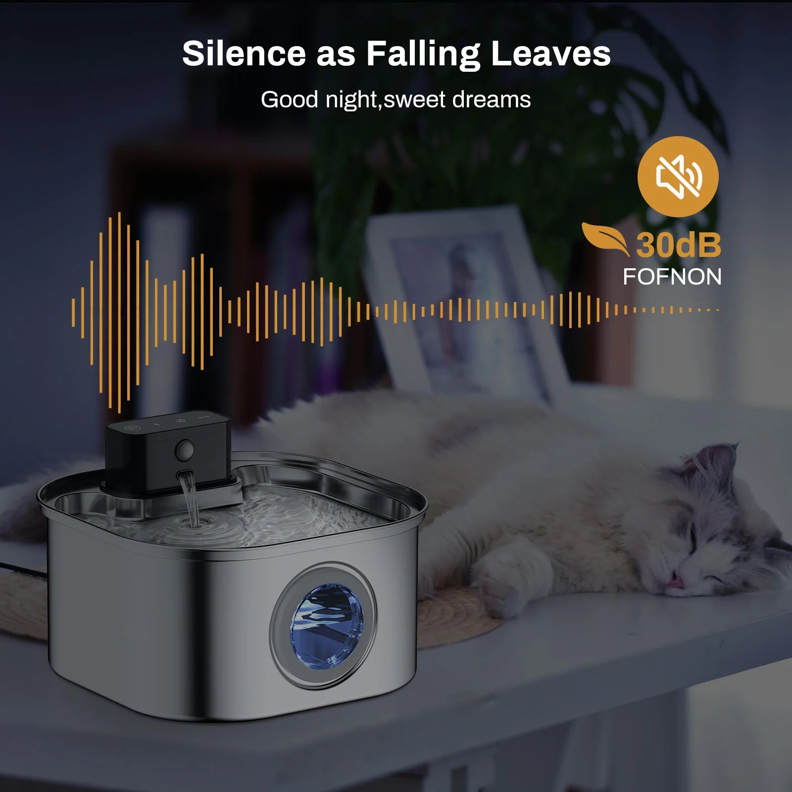 Fonte de Água Automática em Aço Inoxidável para Gatos de 3,2L, Bebedouro Sem Fio para Pets com Bateria de 4000mAh e Sensor, Dispensador 2 em 1