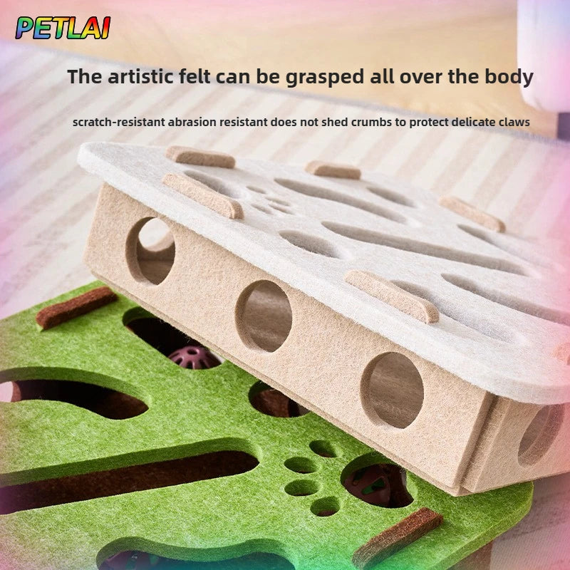 Cat Toy Bell Balls Dig Hole Funny Box Felt Maze Hole Interactive Cats Game Self-Exciting Tool Kitten Pet Cat Puzzle Teasing Cat