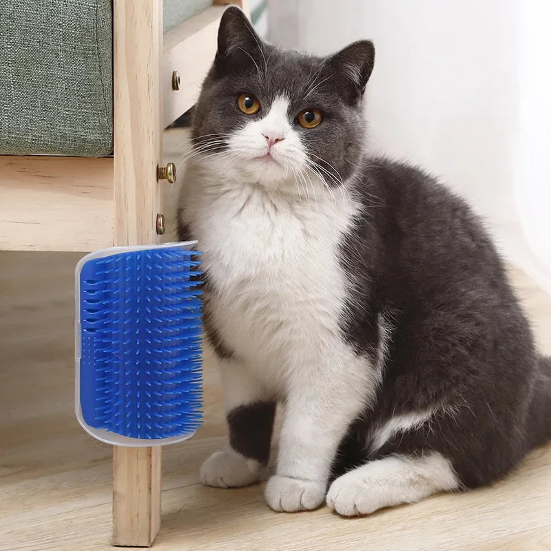 Pente de Canto para Gatos de Fixação na Parede, Escova Ergonômica Massageadora e Removedora de Pelos para Pets, Otimização de Espaço, Brinquedo de Coçar para Gatinhos de Interior e Fácil Instalação