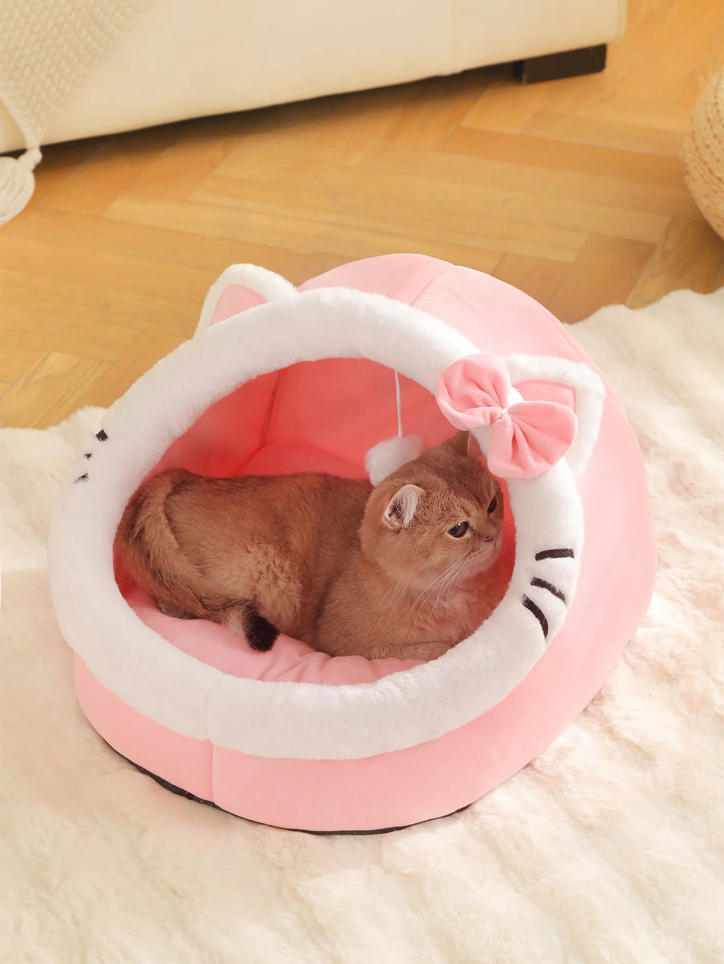 Cama para Gatos Fofa e Macia, Super Confortável para Sono Profundo, Tenda para Animais de Estimação, Ninho Aconchegante, Tapete para Cães Pequenos