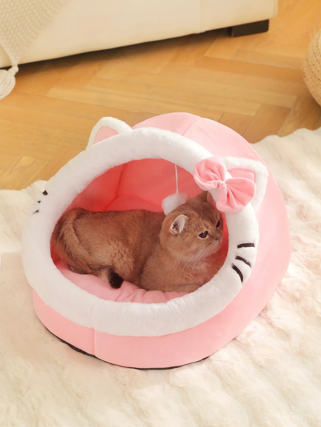 Cama para Gatos Fofa e Macia, Super Confortável para Sono Profundo, Tenda para Animais de Estimação, Ninho Aconchegante, Tapete para Cães Pequenos