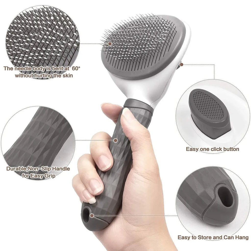Escova para Cães e Gatos, Pente Limpador Automático de Pelos para Cães e Gatos, Ferramentas de Tosa, Pente Tira-Nós e Acessórios para Pets