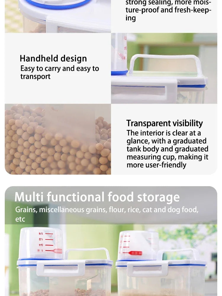Container de Armazenamento de Ração para Animais de Estimação Premium, Grande Capacidade e Fácil de Limpar, Design Durável e Estiloso para Cães e Gatos