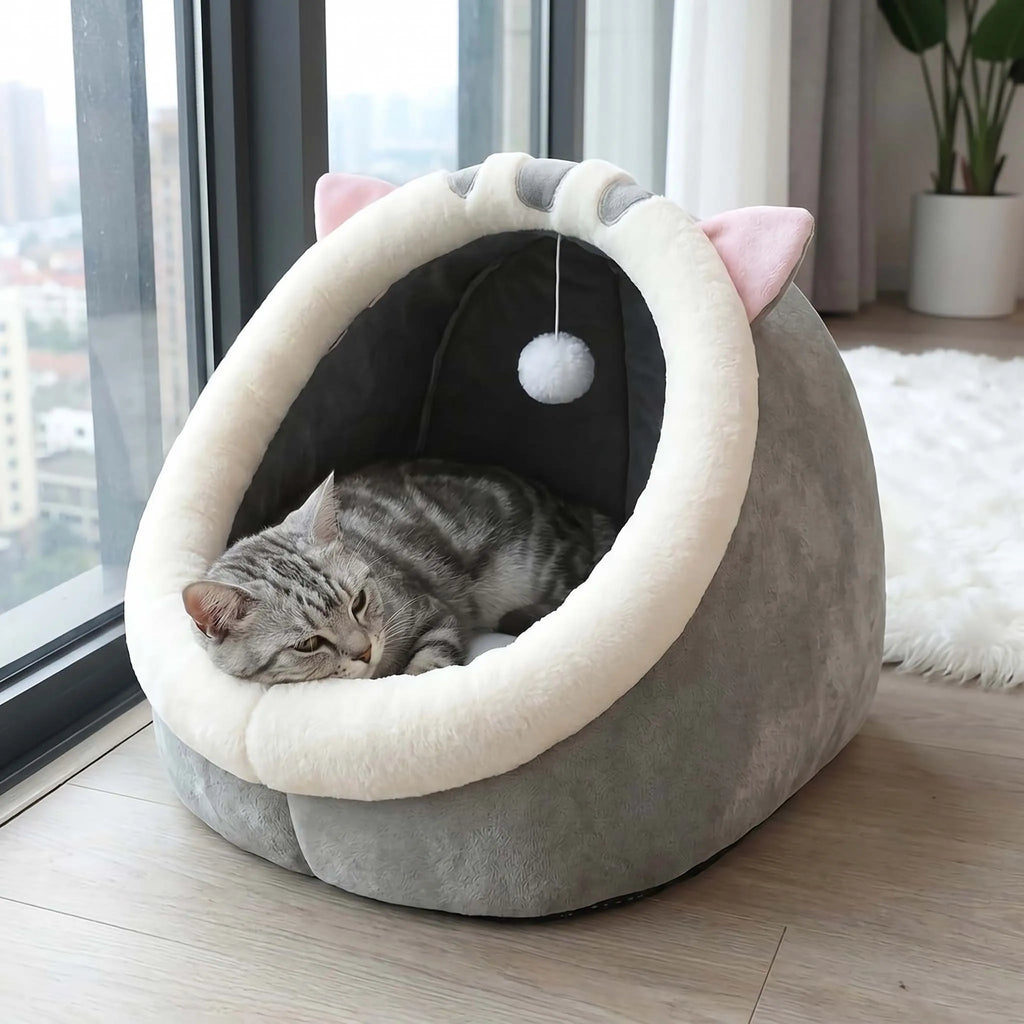 Cama para Gatos Fofa e Macia, Super Confortável para Sono Profundo, Tenda para Animais de Estimação, Ninho Aconchegante, Tapete para Cães Pequenos
