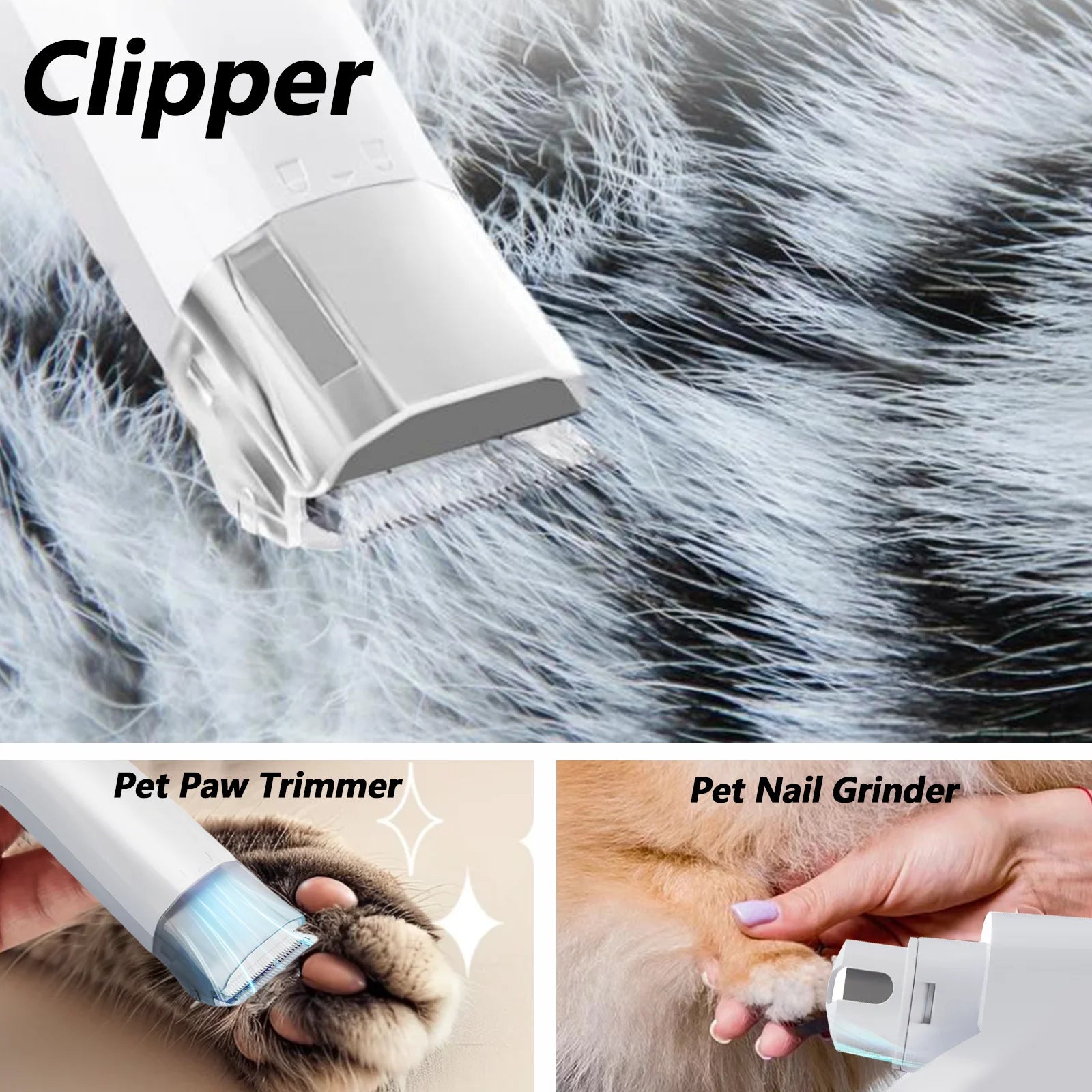 Aspirador de Pêlos para Animais 7 em 1 de 400W, Secador de Pêlos para Cães, Conjunto de Higiene com Copo Coletor de Pêlos e Ferramenta de Remoção de Pêlos