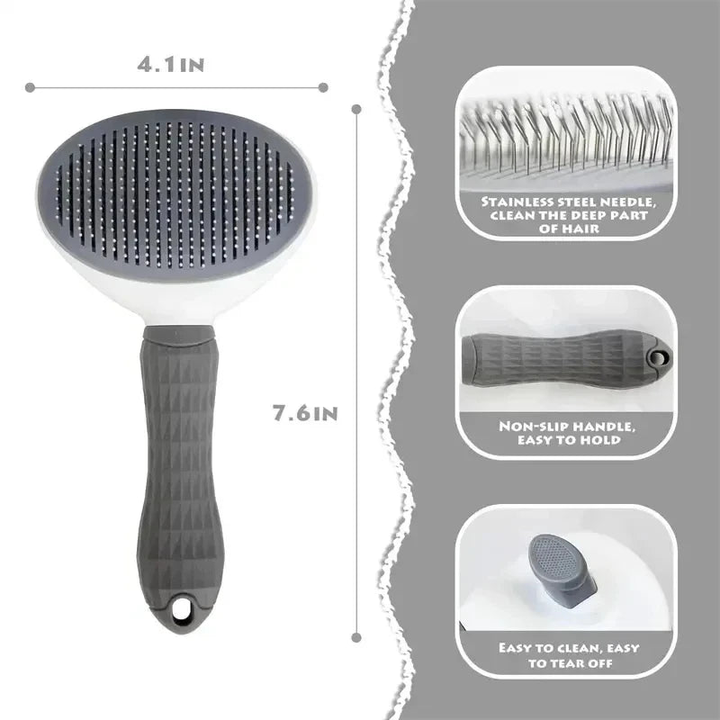Escova para Cães e Gatos, Pente Limpador Automático de Pelos para Cães e Gatos, Ferramentas de Tosa, Pente Tira-Nós e Acessórios para Pets