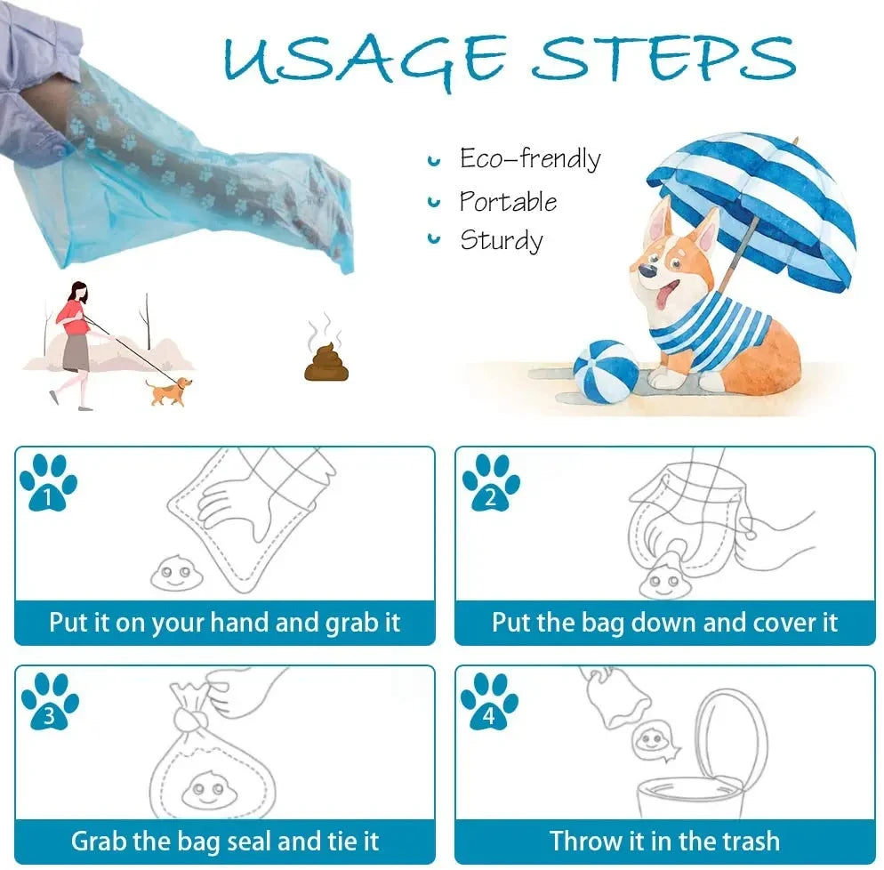 Saco de cocô de limpeza ao ar livre para animais de estimação, suprimentos para cães, Recarga o saco de lixo, limpo, 15 sacos/rolo, 120 rolos