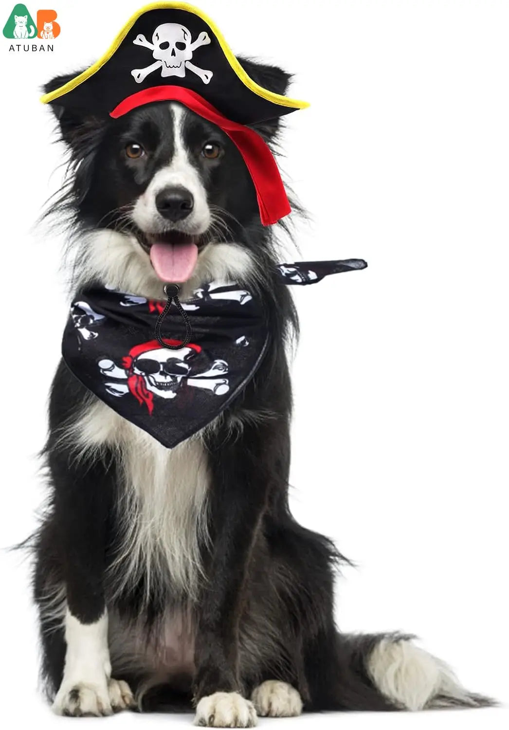 Atuban crânio impressão animal de estimação chapéu pirata com crânio pirata bandana cão gato capitão boné halloween pirata cosplay traje festa de halloween