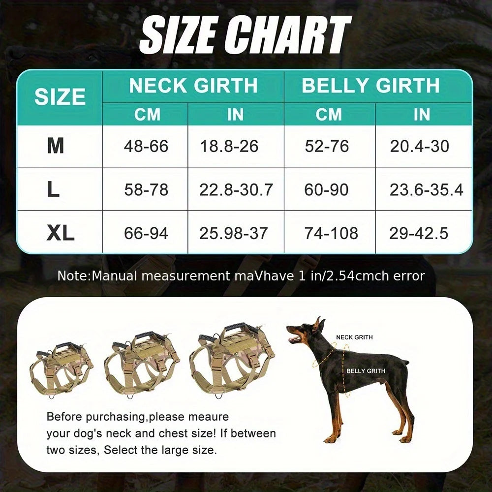 Arnês tático para cães sem tração, arnês para cães de estimação com 4 remendos para cães, colete reflexivo para animais de estimação com alça acolchoada macia e durável