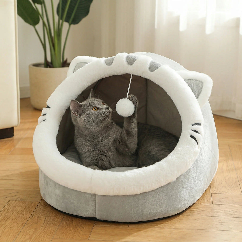 Cama para Gatos Fofa e Macia, Super Confortável para Sono Profundo, Tenda para Animais de Estimação, Ninho Aconchegante, Tapete para Cães Pequenos