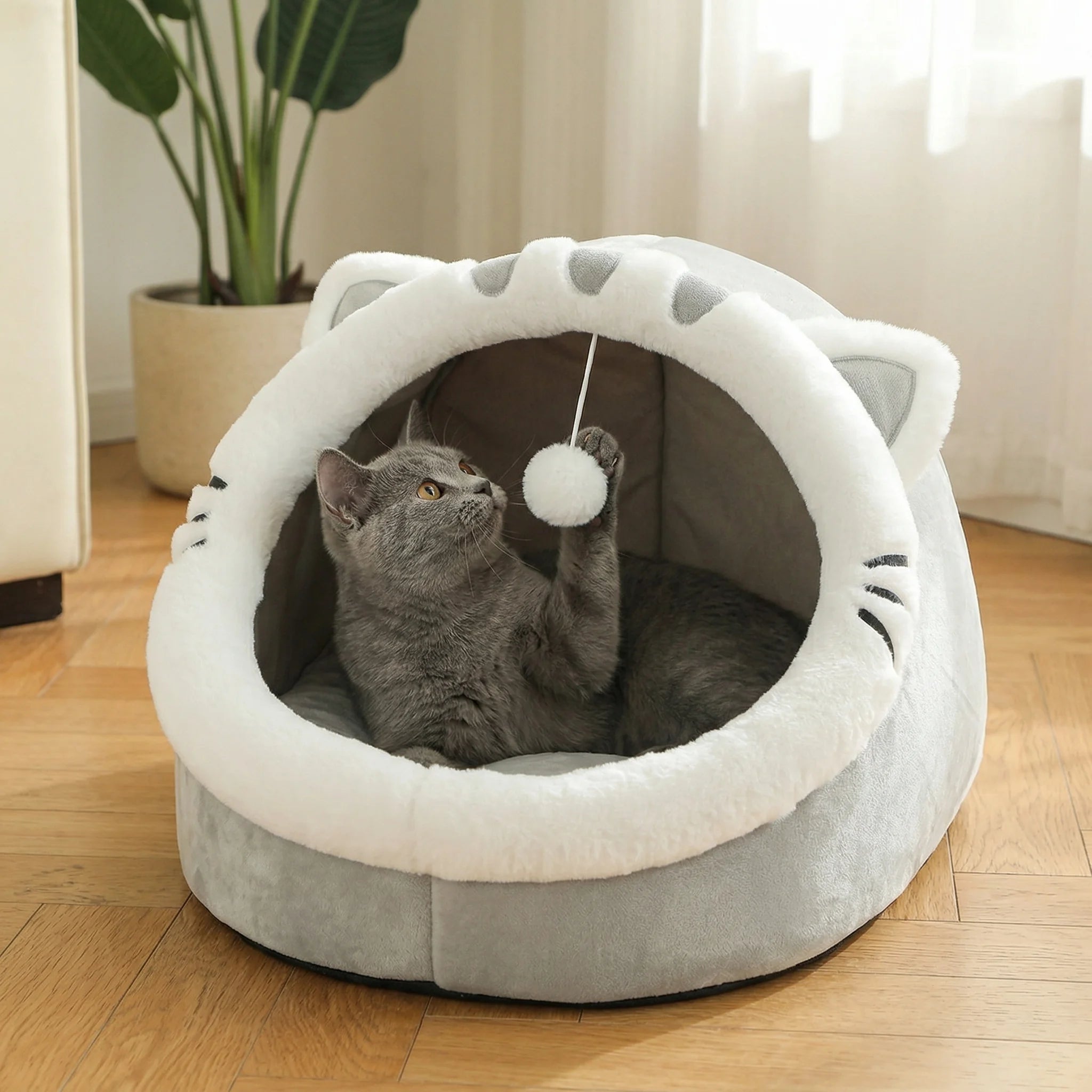 Cama para Gatos Fofa e Macia, Super Confortável para Sono Profundo, Tenda para Animais de Estimação, Ninho Aconchegante, Tapete para Cães Pequenos