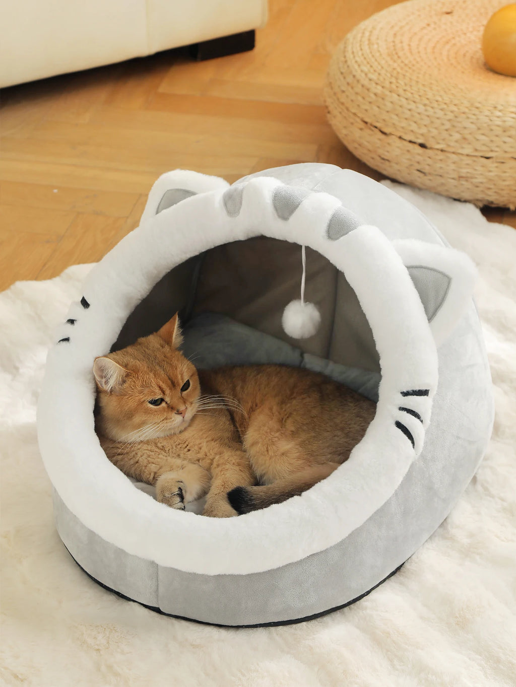 Cama para Gatos Fofa e Macia, Super Confortável para Sono Profundo, Tenda para Animais de Estimação, Ninho Aconchegante, Tapete para Cães Pequenos
