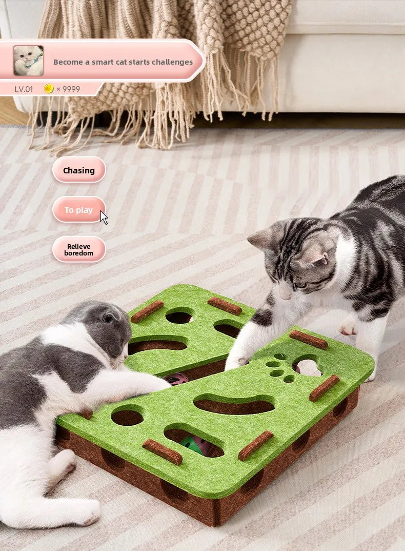Cat Toy Bell Balls Dig Hole Funny Box Felt Maze Hole Interactive Cats Game Self-Exciting Tool Kitten Pet Cat Puzzle Teasing Cat